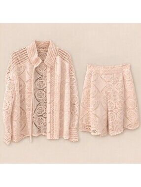 White Lace Shorts set